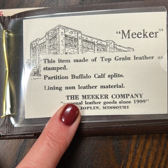 Vintage new dead stock Meeker leather wallet with Buffalo splits - Picture 5 of 5